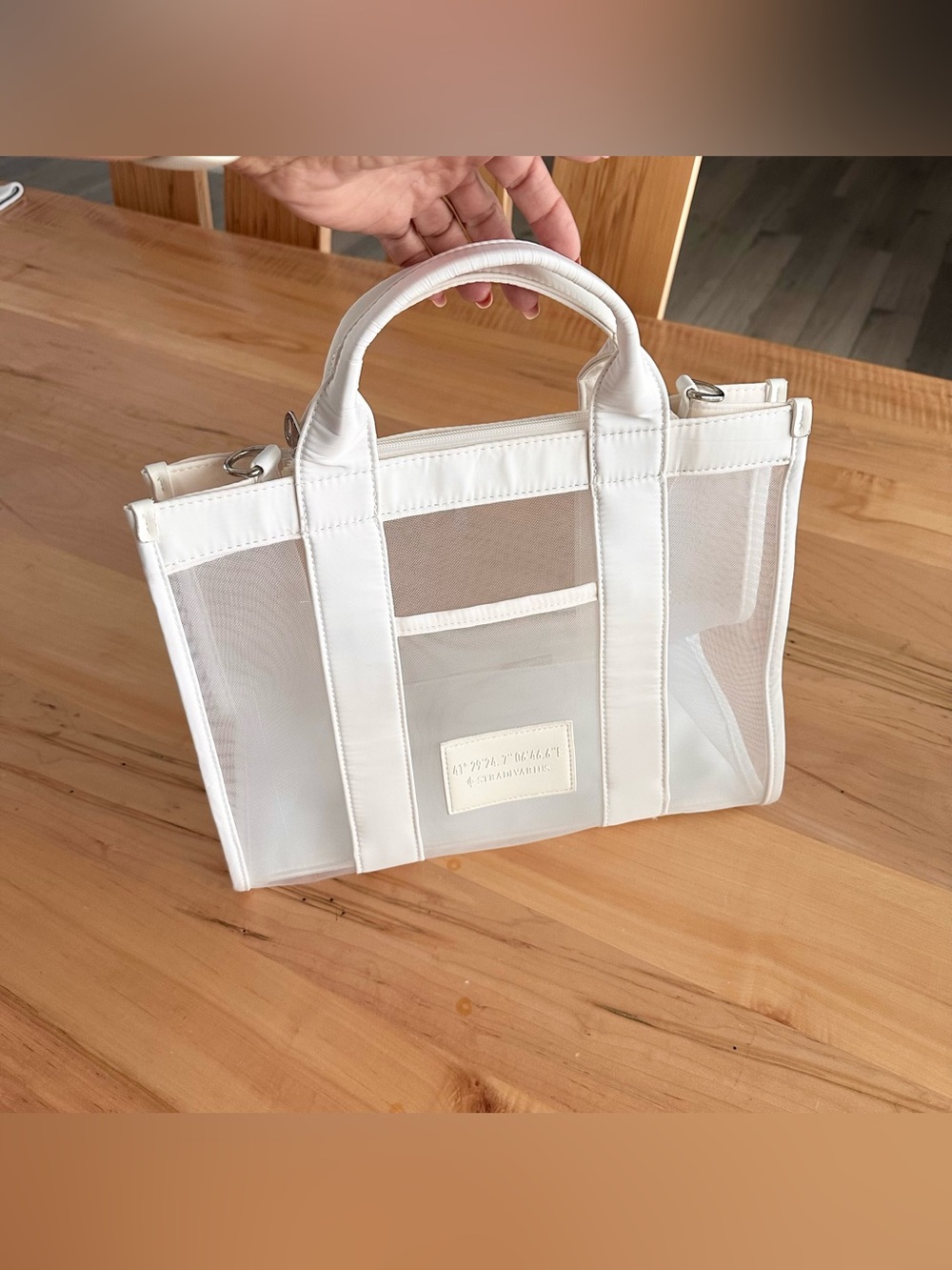 Stradivarius white tote bag
